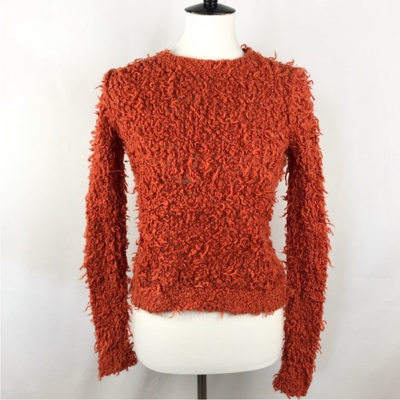 Like new! Free People Shaggy Orange Knit Sweater Top! Size XS - Picture 3 of 9